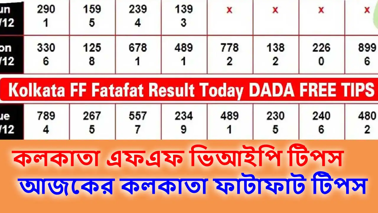 কলকাতা এফএফ ভিআইপি টিপস: আজকের কলকাতা ফাটাফাট টিপস alt=